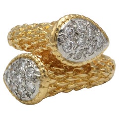 Anello Boucheron Serpent Bohème in oro 18 carati, platino e diamanti, anni '70