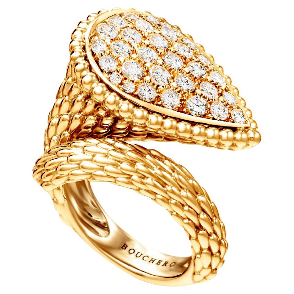Boucheron Bague Serpent Bohème or jaune pavé de diamants en vente