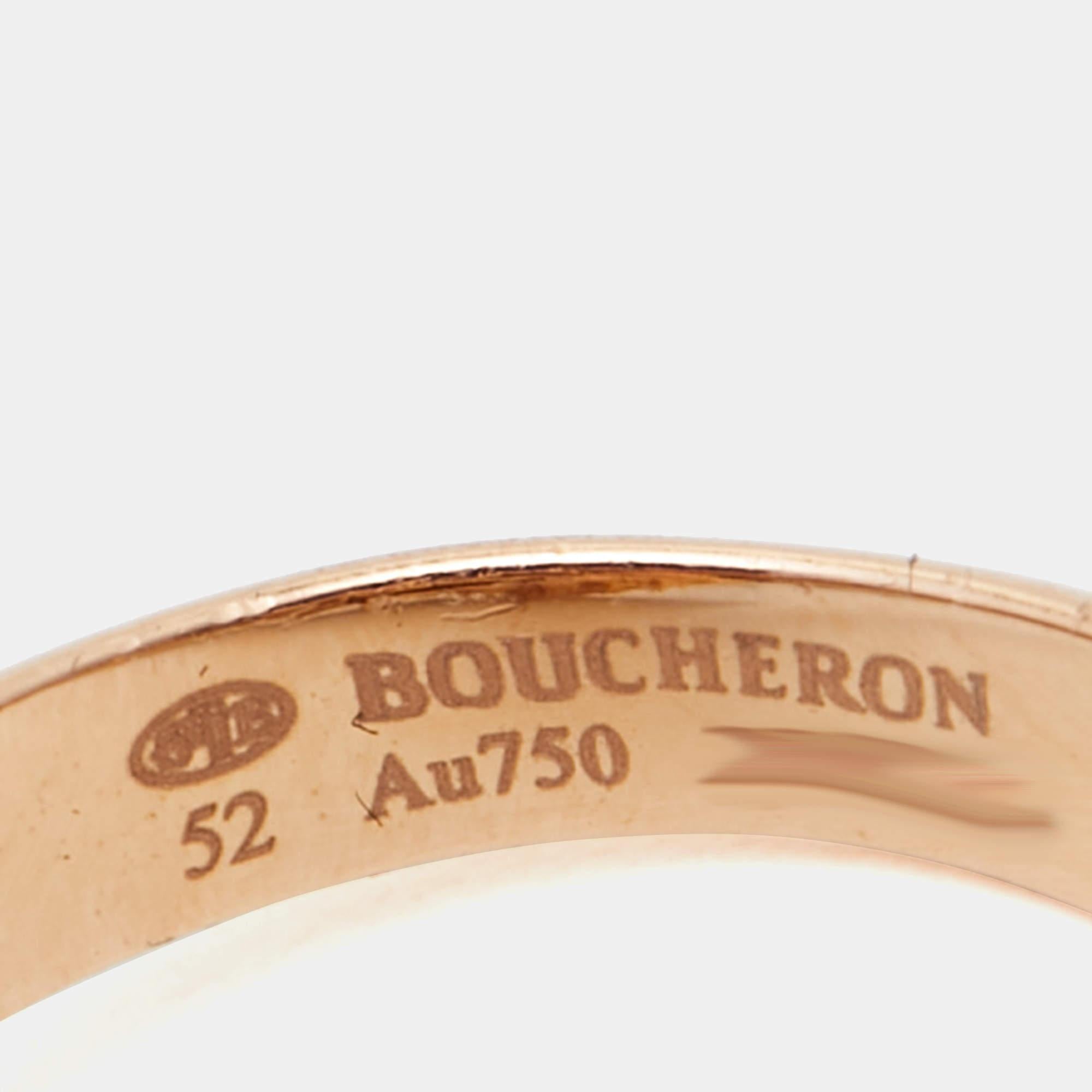 Women's Boucheron Serpent Boheme Toi Et Moi S Motif Diamond 18k Yellow Gold Ring Size 52