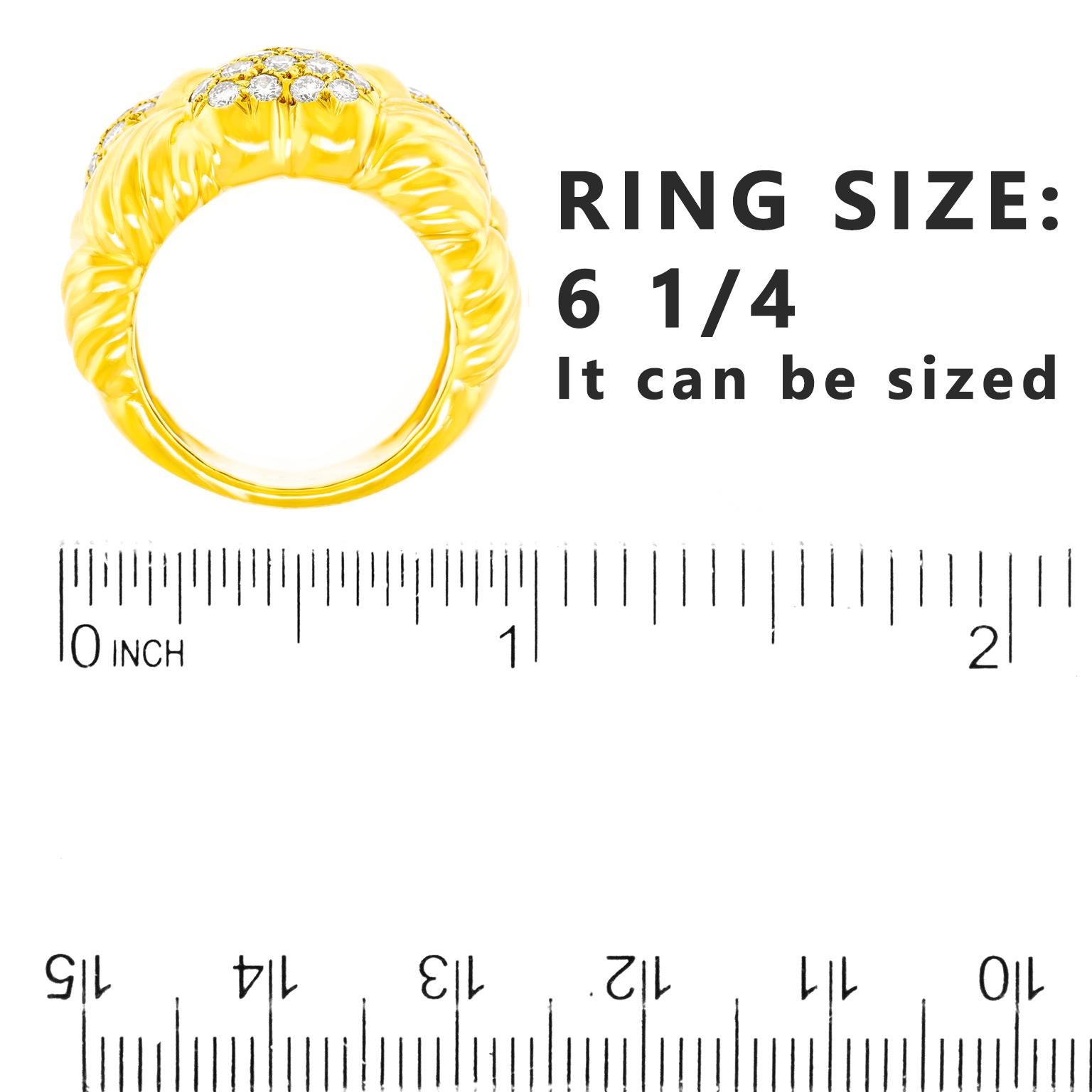 Women's or Men's Boucheron Seventies Diamond-Set Gold Ring