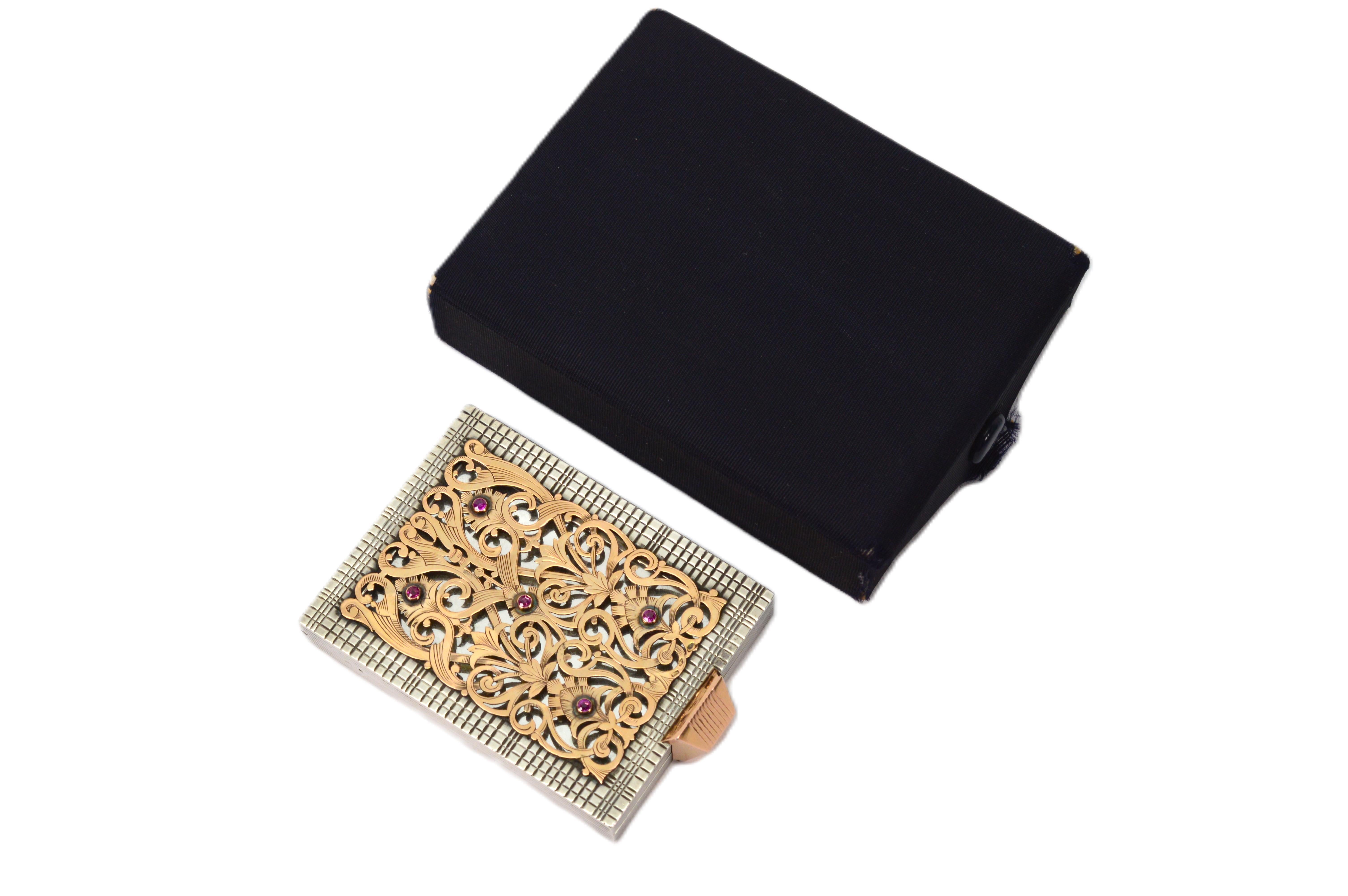 Boucheron Silber 18 Karat Gold Juwelen Kosmetiktasche aus der Mitte des Jahrhunderts mit Originalverpackung im Angebot 9