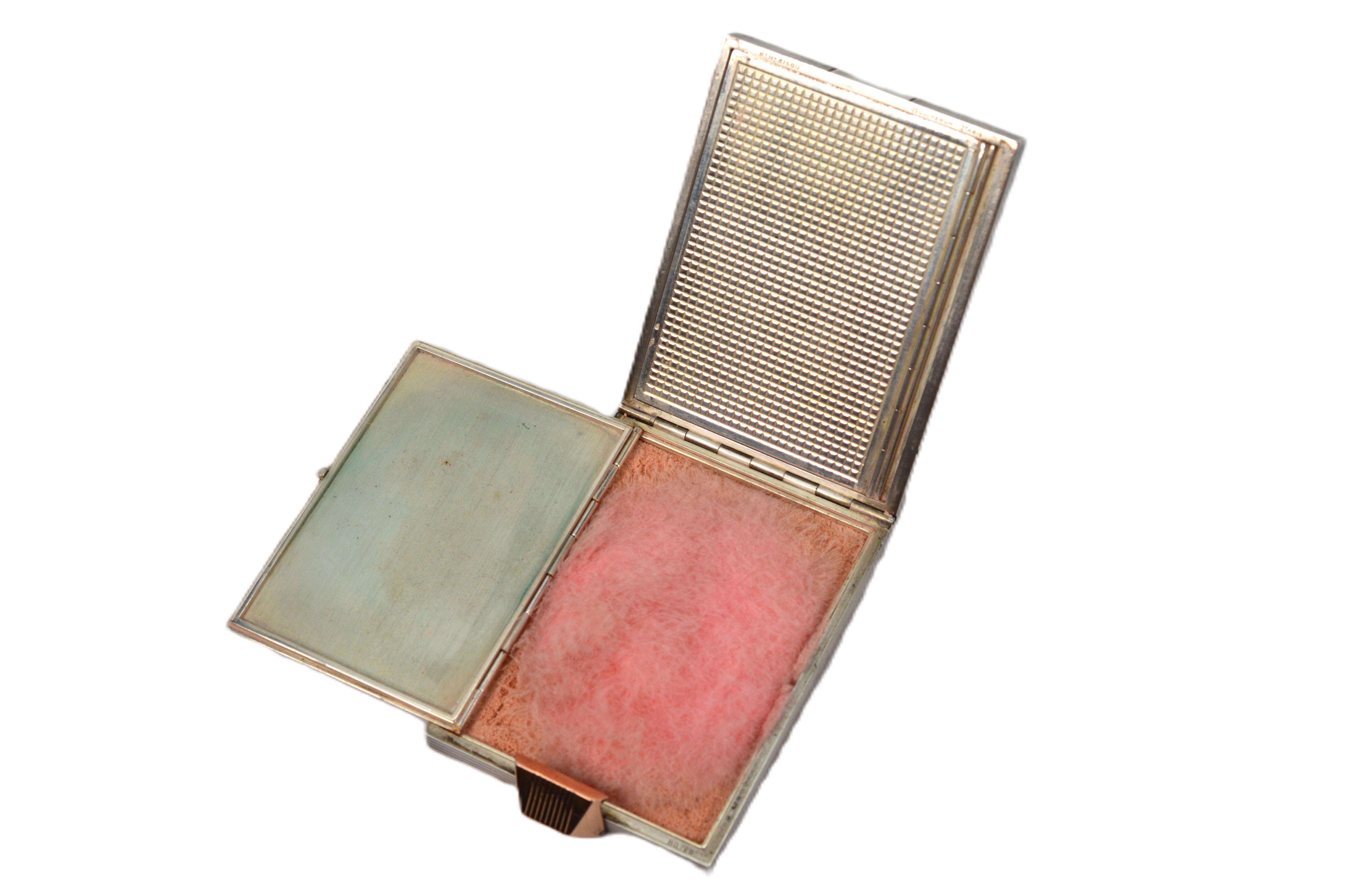 Boucheron Silber 18 Karat Gold Juwelen Kosmetiktasche aus der Mitte des Jahrhunderts mit Originalverpackung im Angebot 1
