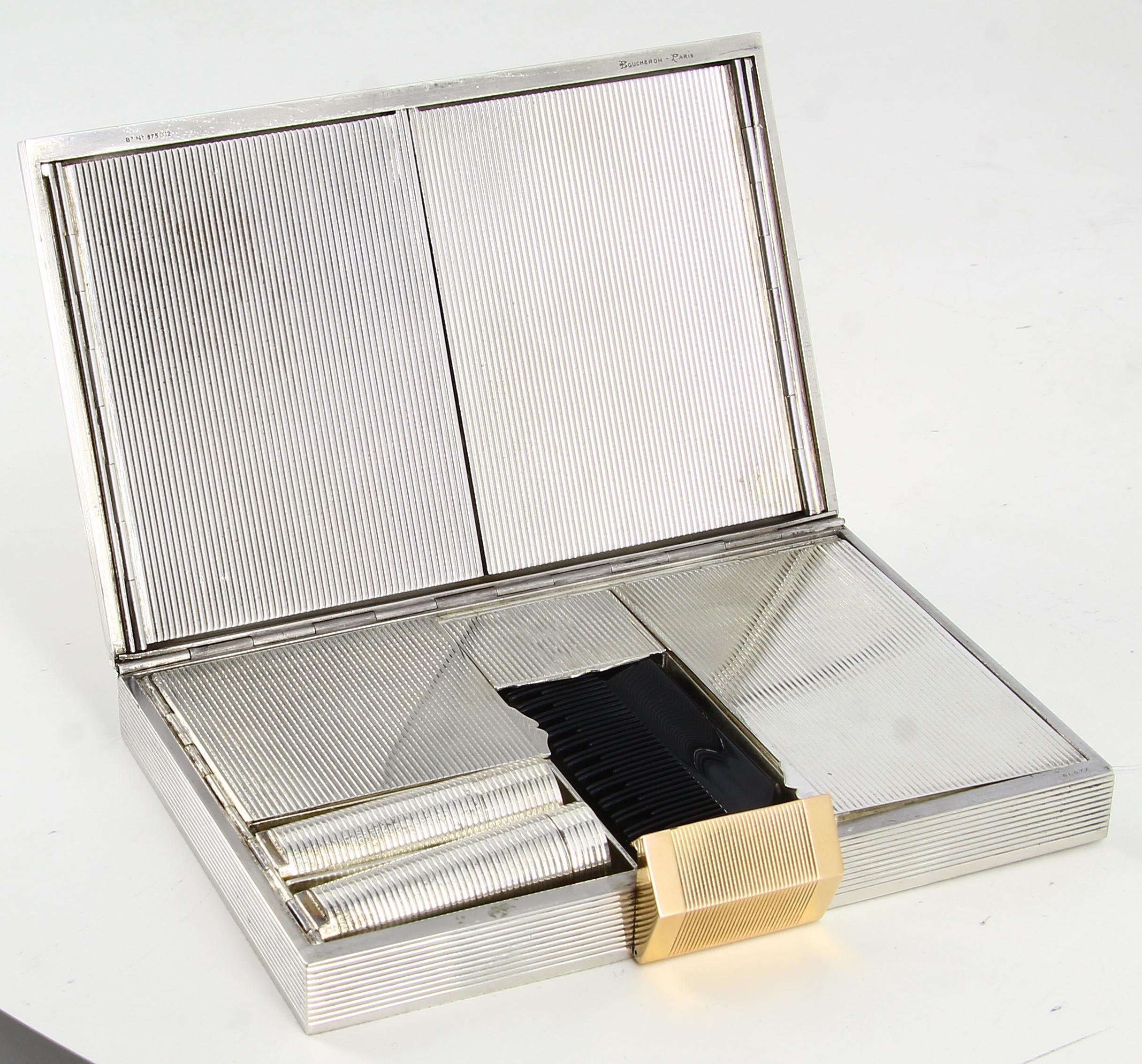 Beige Boucheron Silver and Vermeil Vanity Case For Sale
