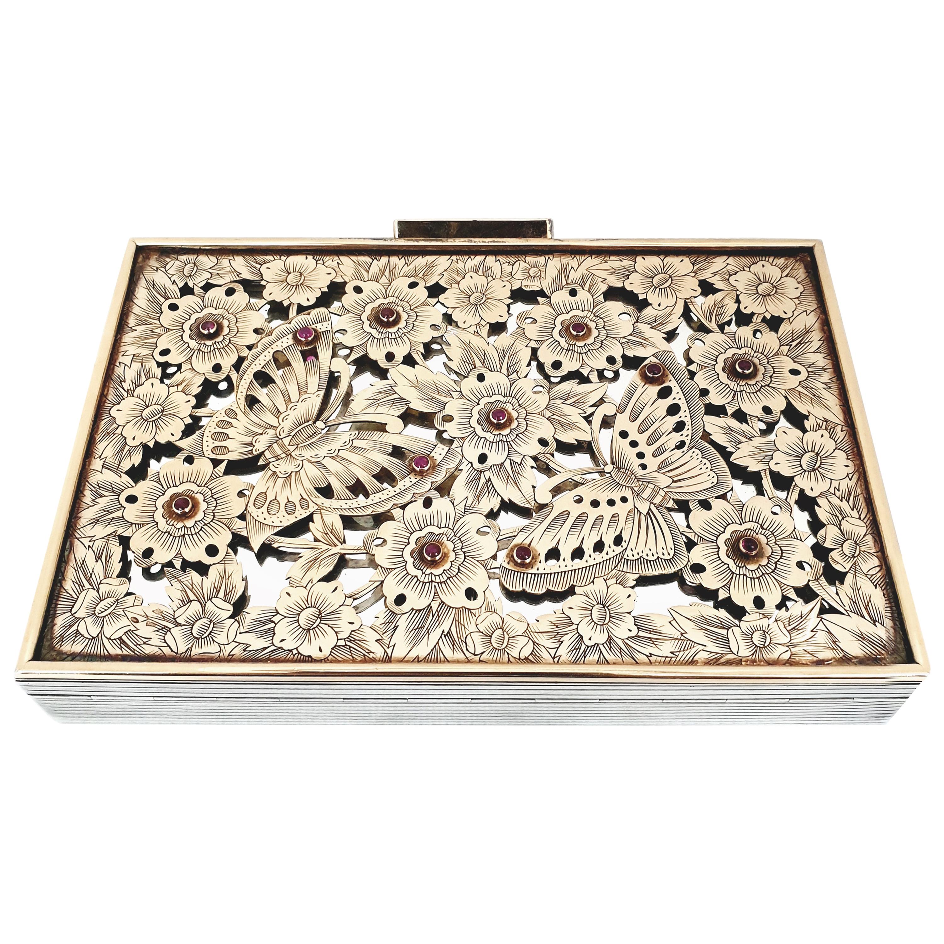 Boucheron Silber Gold Vanity Set Minaudiere im Angebot