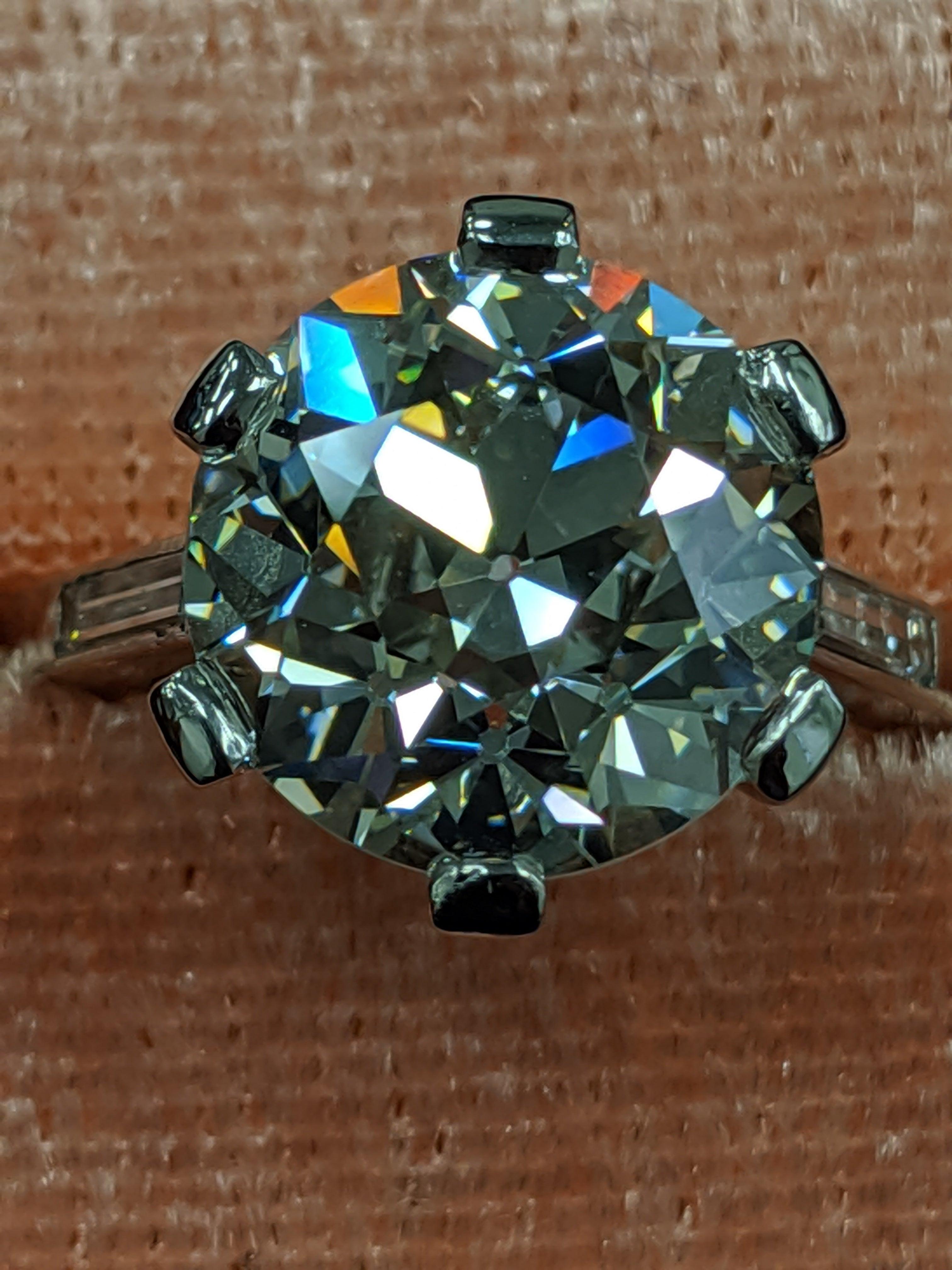 Contemporary Boucheron Six Carat Diamond Ring Old European Round, Engagement / Upgrade