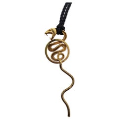 Boucheron Snake Necklace in 18k Yellow Gold with Black Cord and Original Box