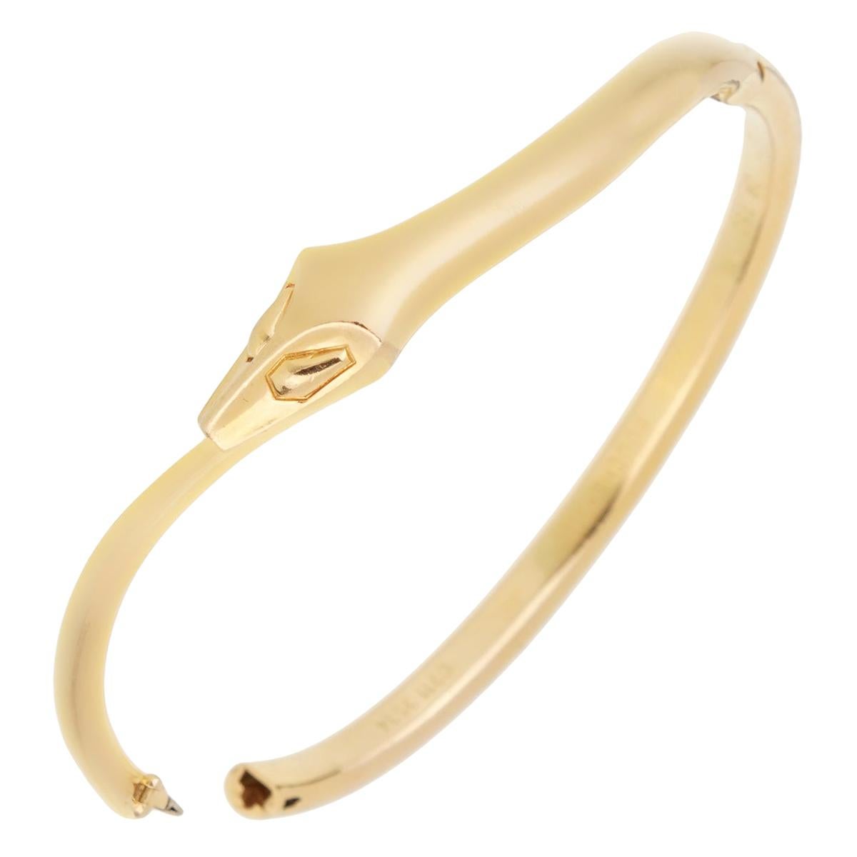 Boucheron Snake Vintage Yellow Gold Bangle Bracelet