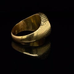 Boucheron Steel and 18 Karat Yellow Gold Signet Ring, Circa 1970