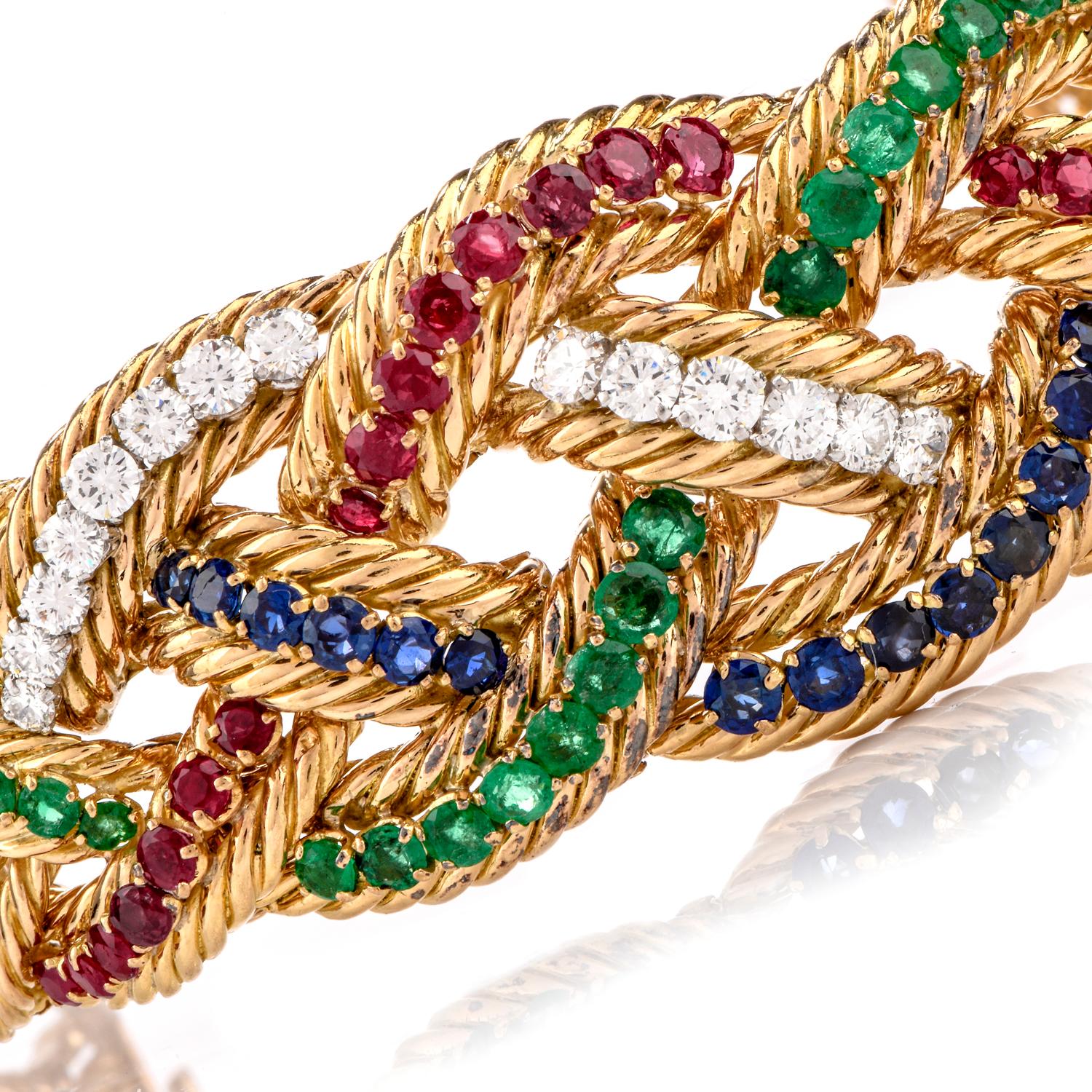 Boucheron Suite Diamond Ruby Sapphire, Emerald Necklaces Bracelets and Earrings 8