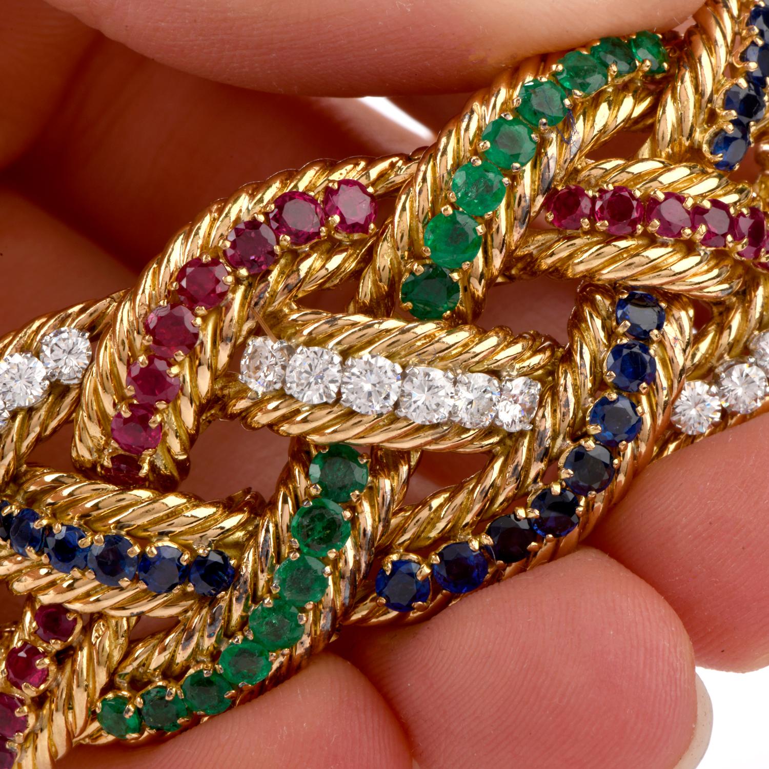 Boucheron Suite Diamond Ruby Sapphire, Emerald Necklaces Bracelets and Earrings 11