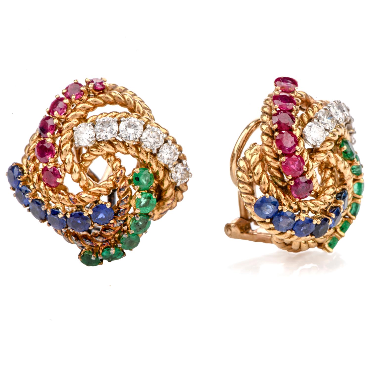 Boucheron Suite Diamond Ruby Sapphire, Emerald Necklaces Bracelets and Earrings 12