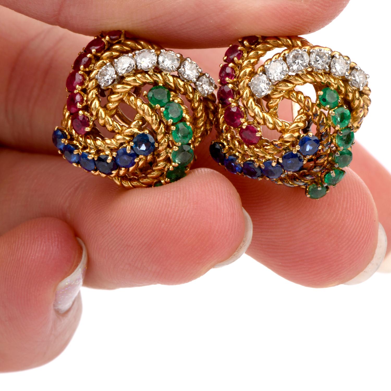 Boucheron Suite Diamond Ruby Sapphire, Emerald Necklaces Bracelets and Earrings 14