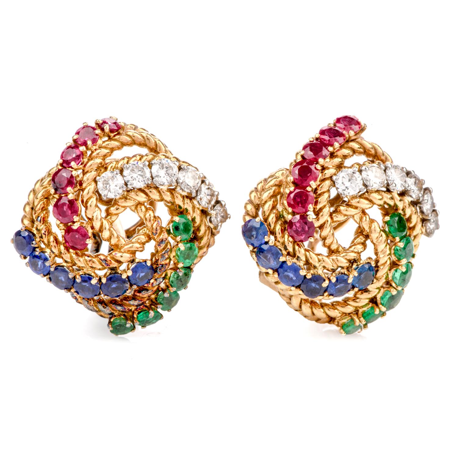 Women's Boucheron Suite Diamond Ruby Sapphire, Emerald Necklaces Bracelets and Earrings