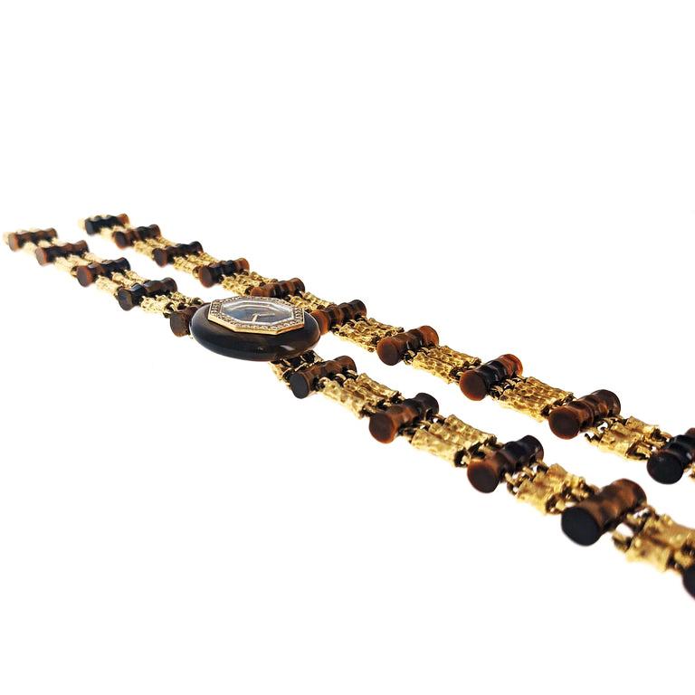 Modern Boucheron Tiger's Eye Watch Bracelet Set