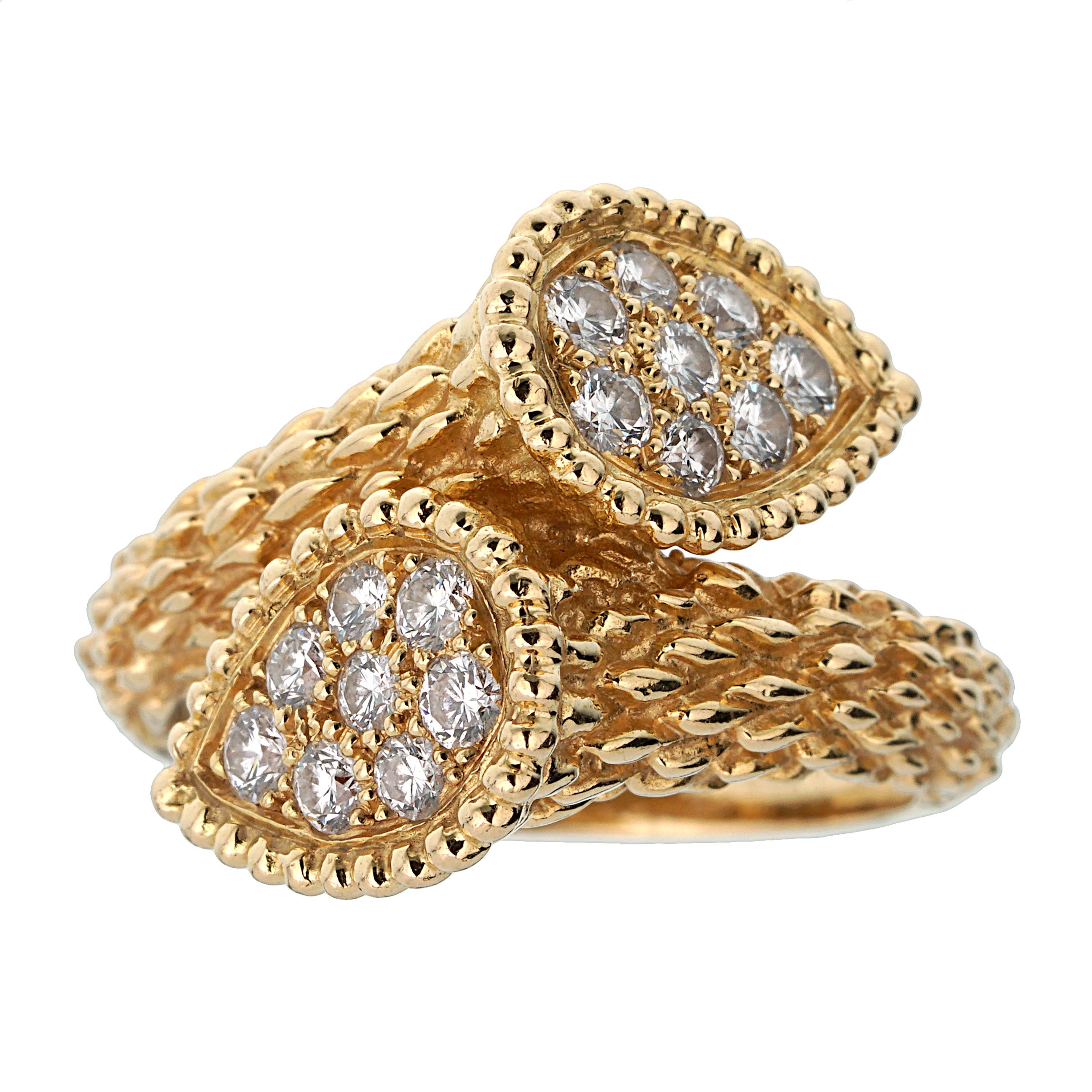 Round Cut Boucheron Toi et Moi Serpent Bohème Diamond Yellow Gold Ring