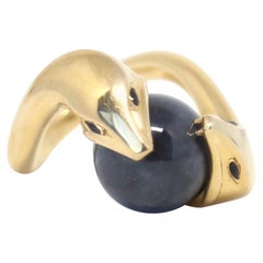 Boucheron 'Trouble Jade' 18 Karat Snake Ring with Onyx Cabochon Eyes
