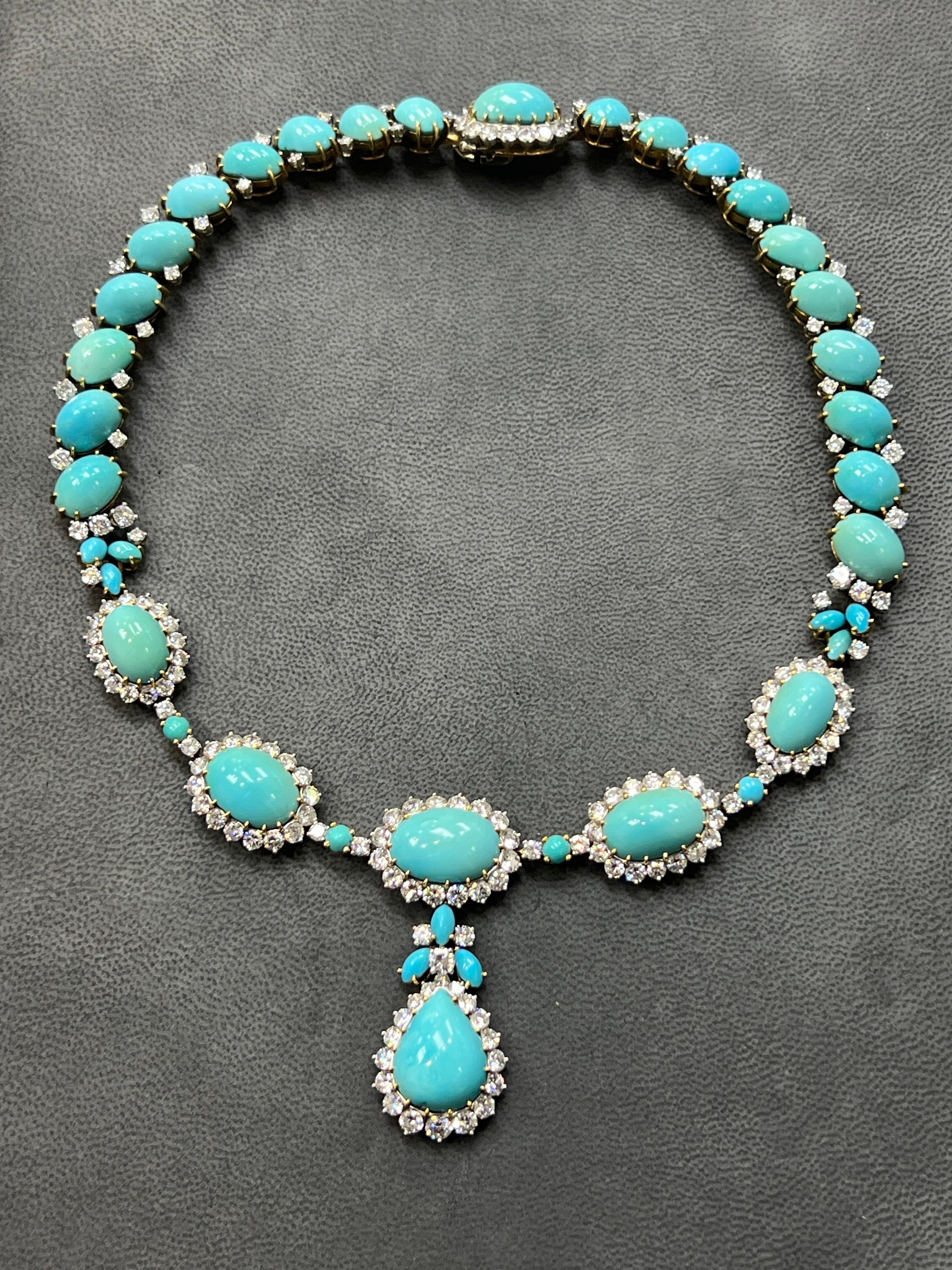 Women's Boucheron Turquoise & Diamond Necklace Earrings And Ring Set For Sale
