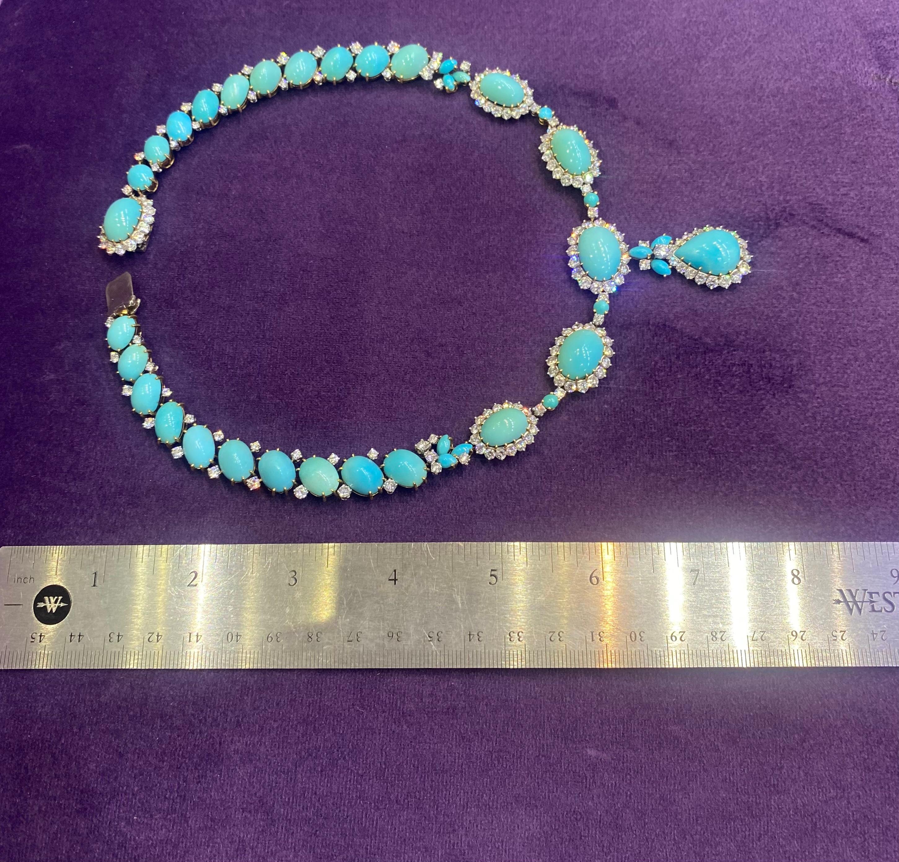 Boucheron Turquoise & Diamond Necklace Earrings And Ring Set For Sale 3