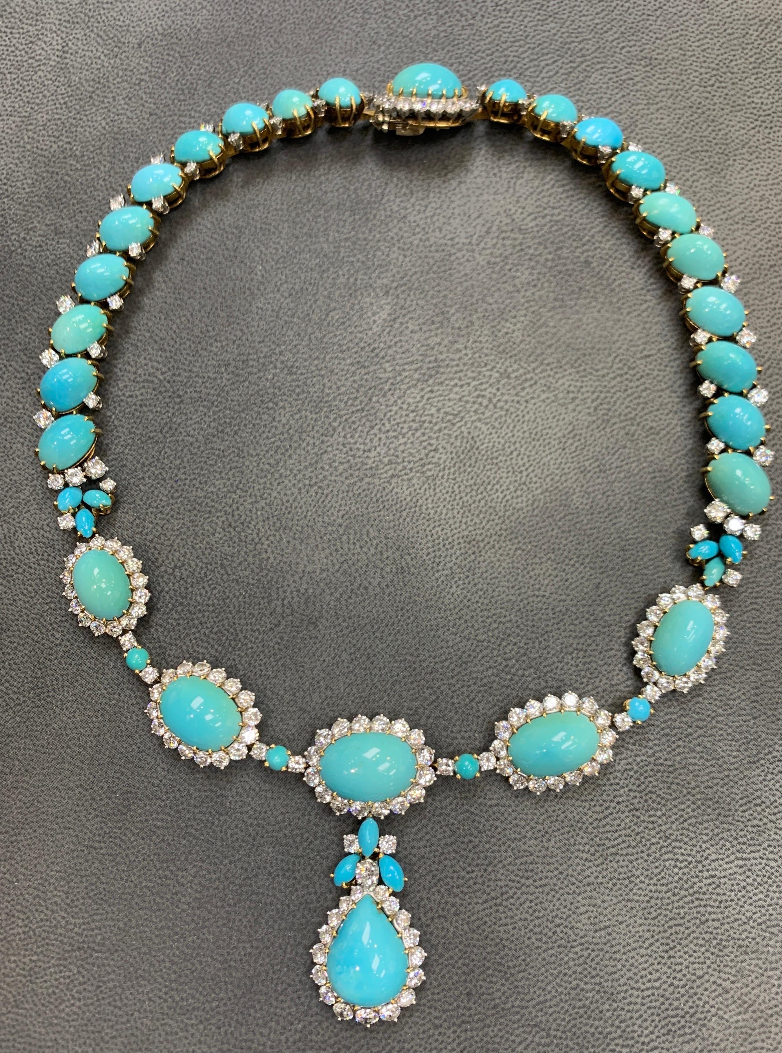 Women's Boucheron Turquoise & Diamond Necklace For Sale