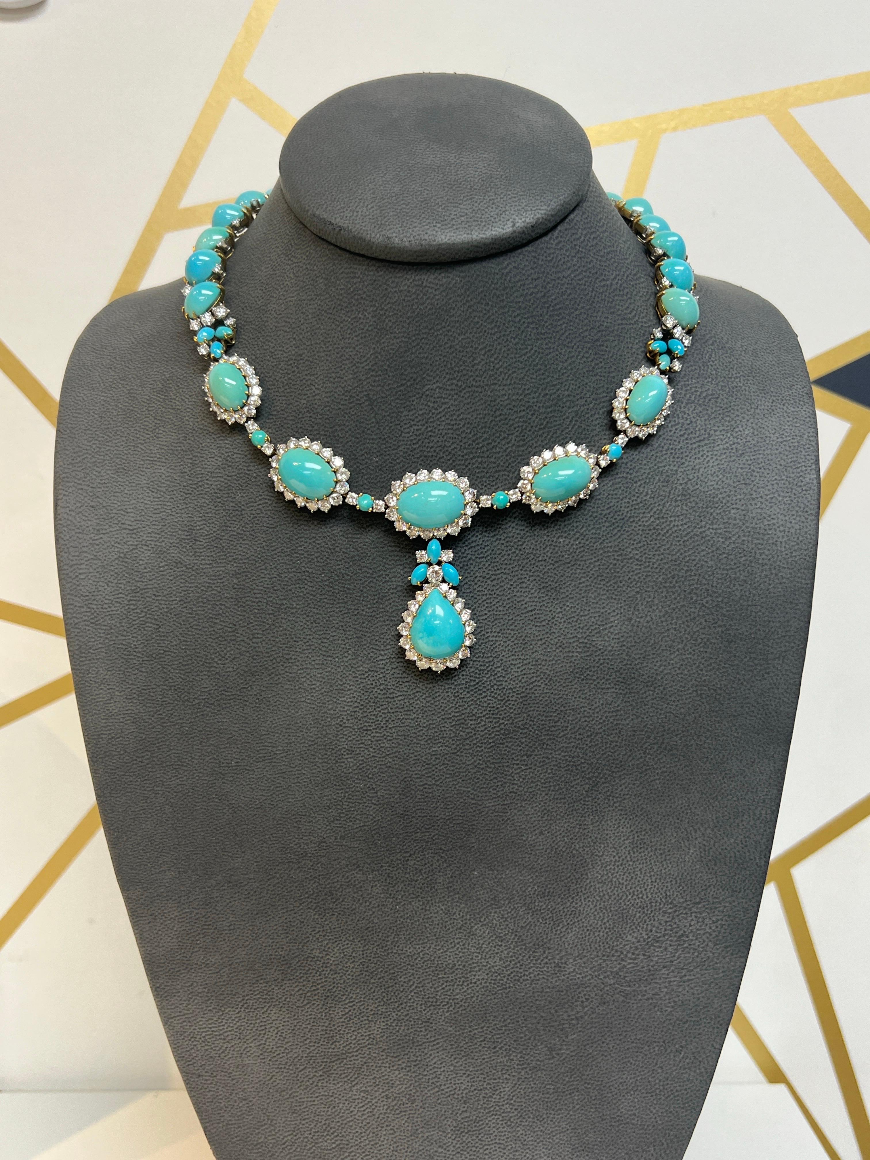 Boucheron Turquoise & Diamond Necklace For Sale 2