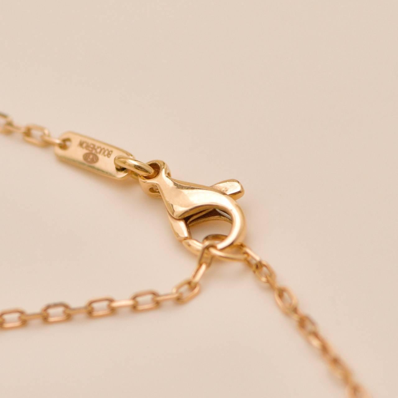 Boucheron Collier pendentif en or rose 18K avec quartz tortue et diamants en vente 7