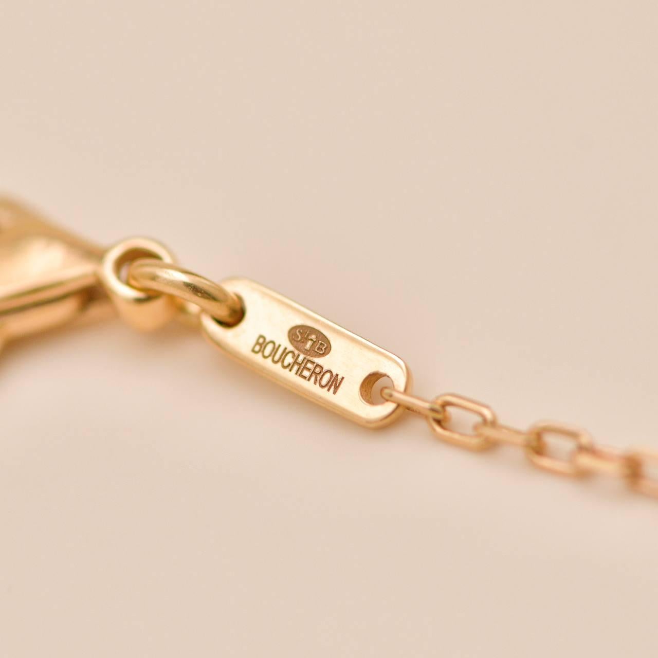 Boucheron Collier pendentif en or rose 18K avec quartz tortue et diamants en vente 8