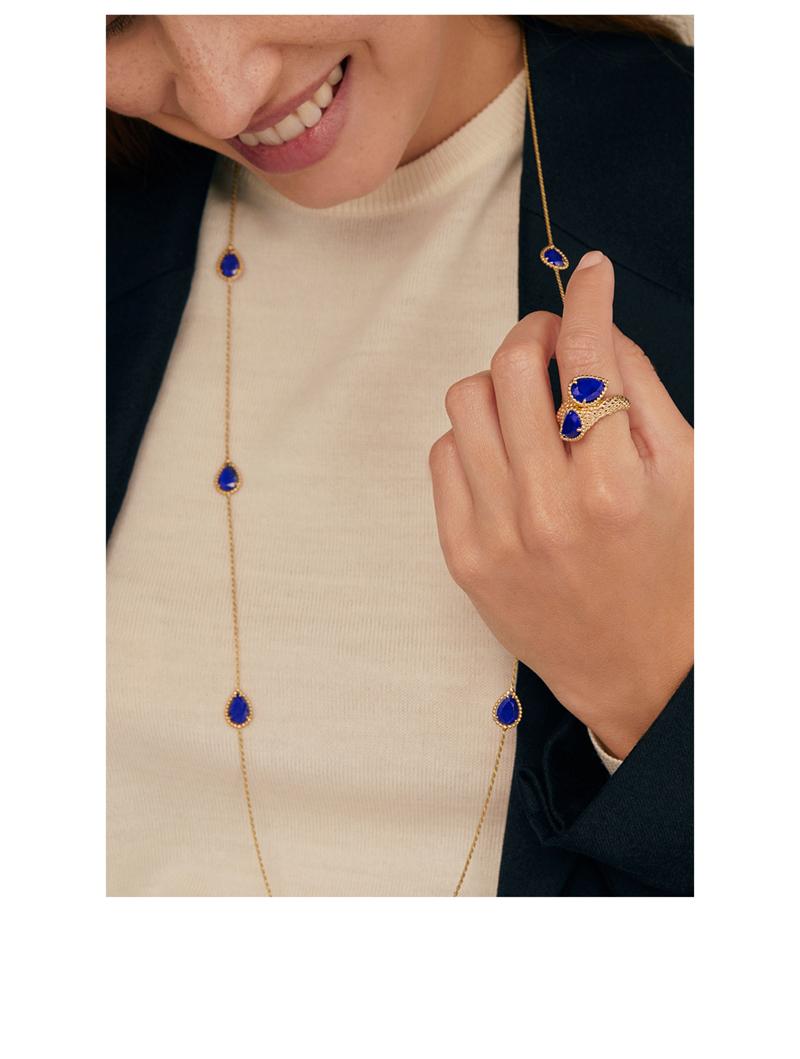 Modern Boucheron Twisted Chain Necklace Stationed with Six Teardrop-Shaped Lapis Lazuli For Sale