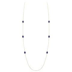 Boucheron Collana a catena intrecciata con sei lapislazzuli a forma di goccia