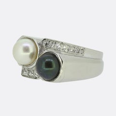 Boucheron Two Pearl and Diamond Ring