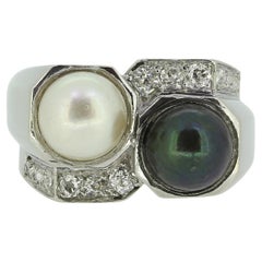 Boucheron Two Pearl and Diamond Ring