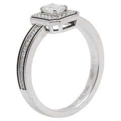 Boucheron Vendôme liseré Diamonds Black Lacquer 18k White Gold Ring Size 54