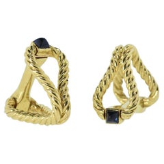 Boucheron Vintage 18K and fine Sugarloaf Cab Sapphire Cufflinks, French, c 1950