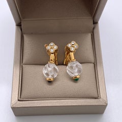 Orecchini a goccia in oro 18 carati con diamante e cristallo di rocca, Boucheron Vintage