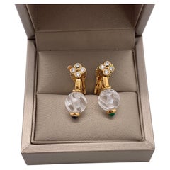 Orecchini a goccia in oro 18 carati con diamante e cristallo di rocca, Boucheron Vintage