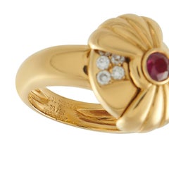 Boucheron Vintage 18K Yellow Gold Diamond and Burma Ruby Ring