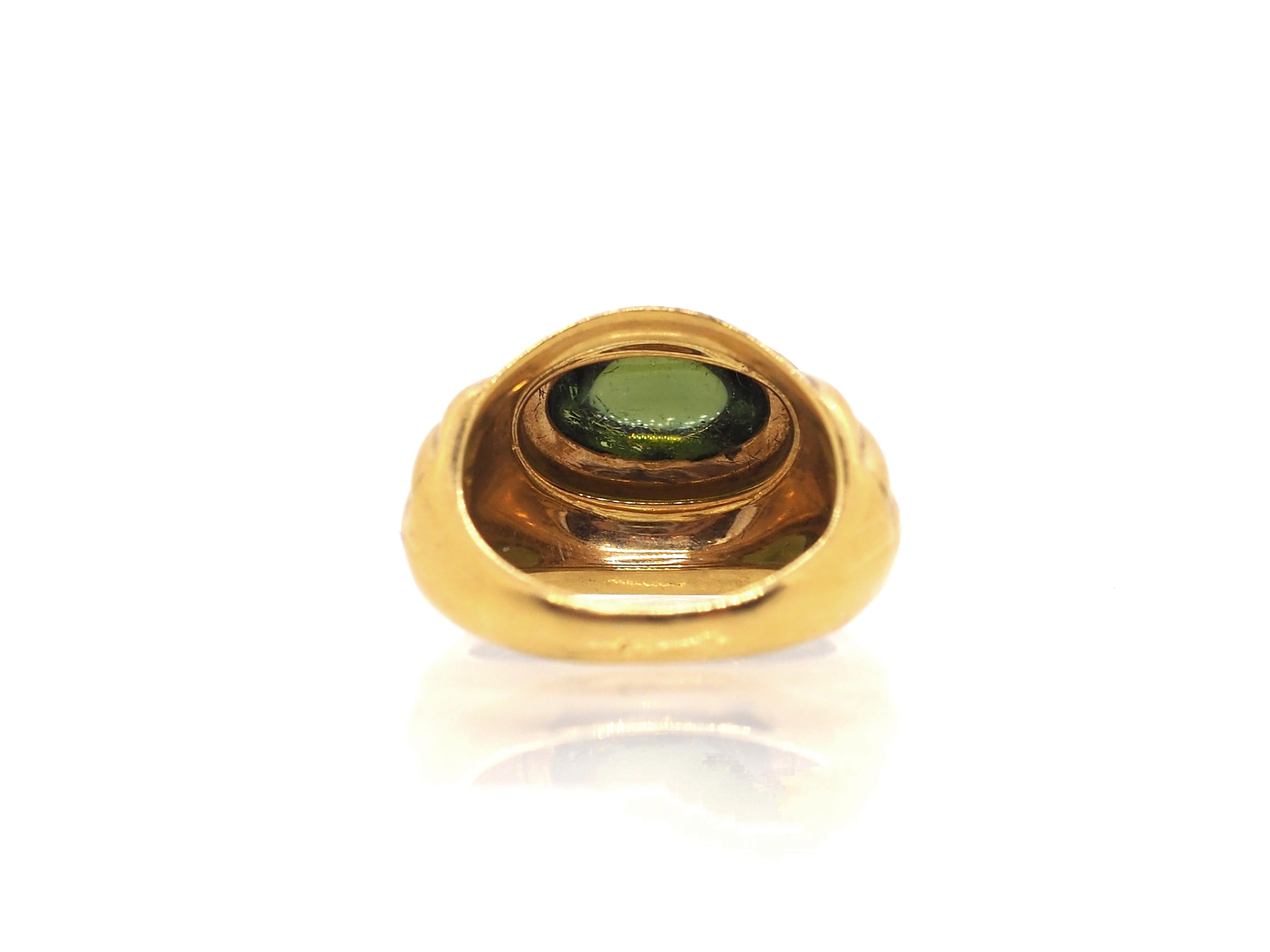 Boucheron Vintage 18K Yellow Gold Ring Green Tourmaline 1
