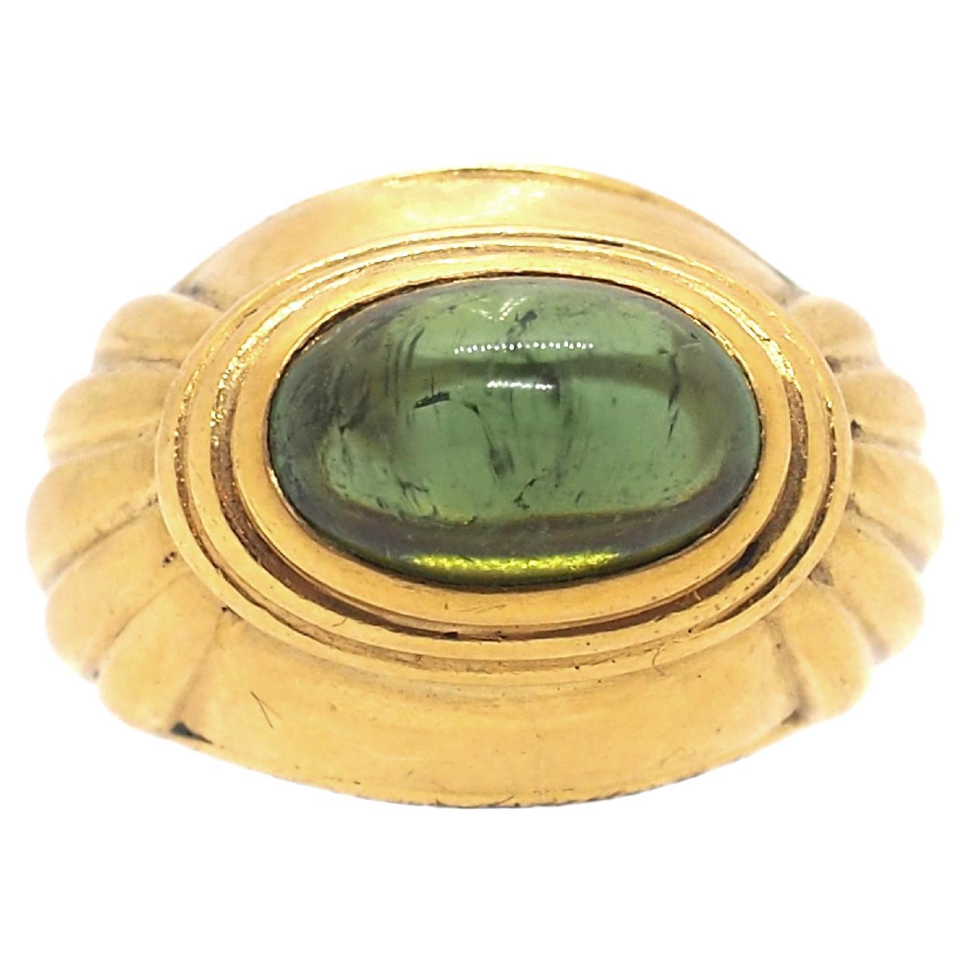 Boucheron Vintage 18K Yellow Gold Ring Green Tourmaline