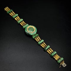 Boucheron Vintage Bamboo Anyolite Diamonds 18K Yellow Gold Watch France 1970s