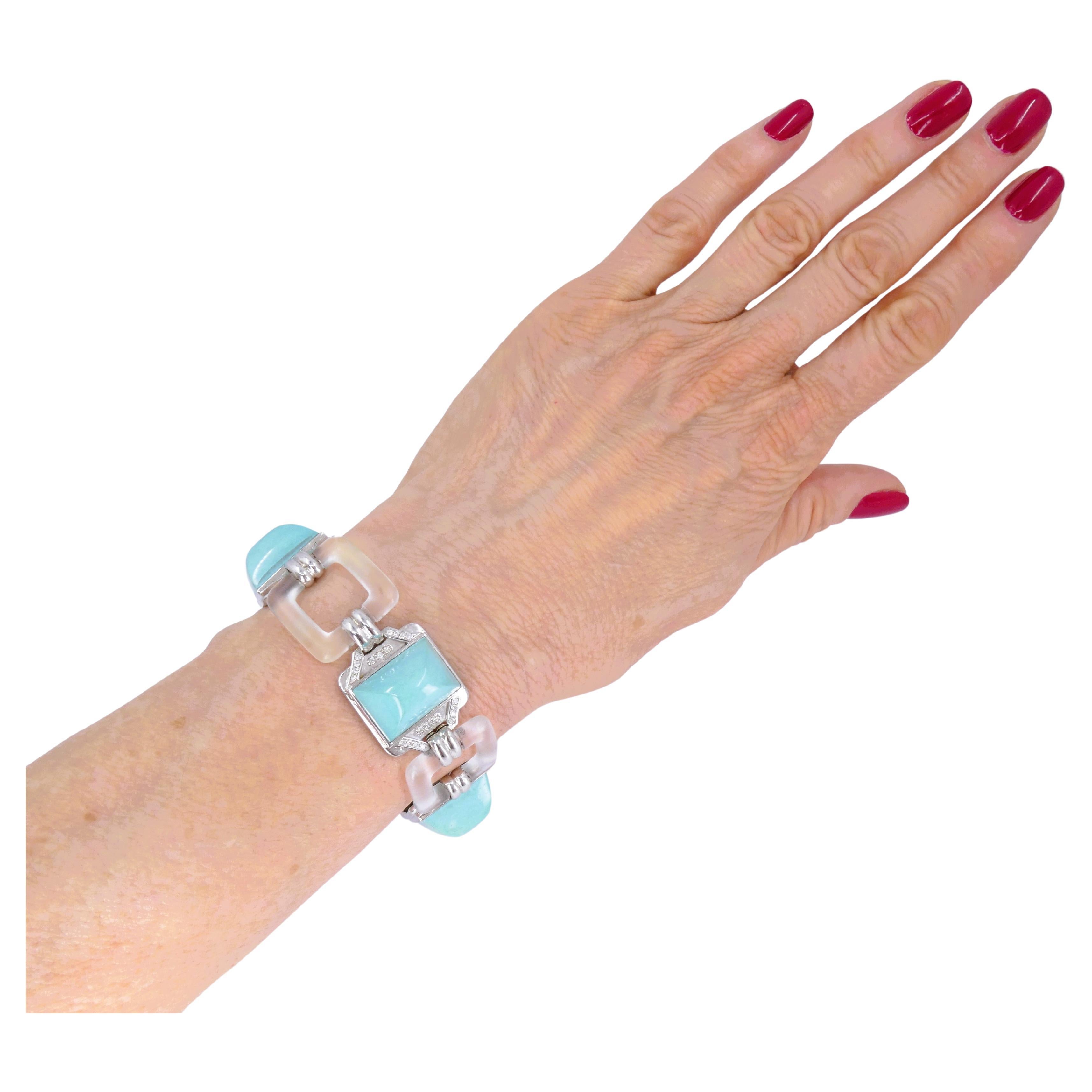Boucheron Vintage Bracelet Turquoise Diamond White Gold French Estate Jewelry 5