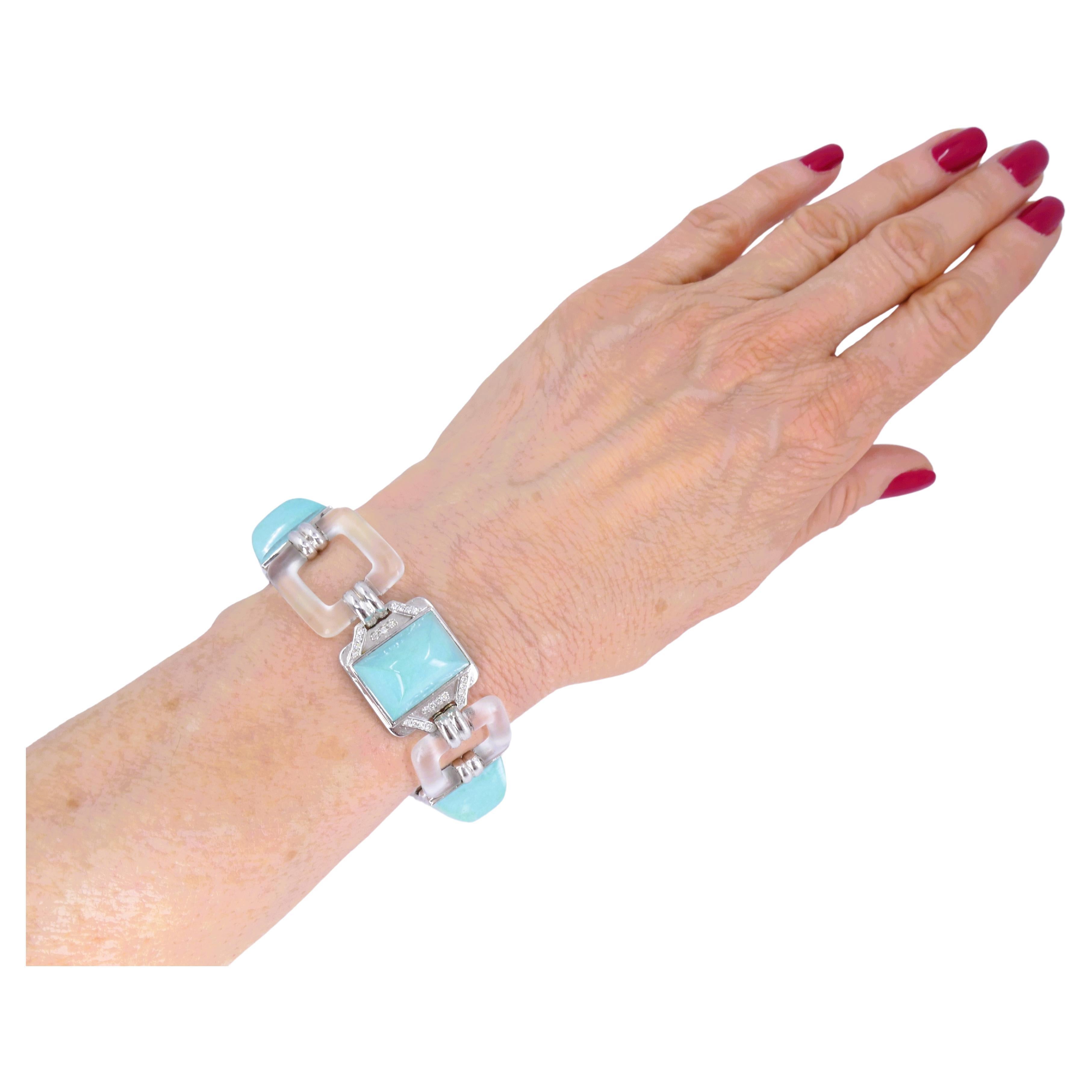 Boucheron Vintage Bracelet Turquoise Diamond White Gold French Estate Jewelry In Good Condition In Beverly Hills, CA