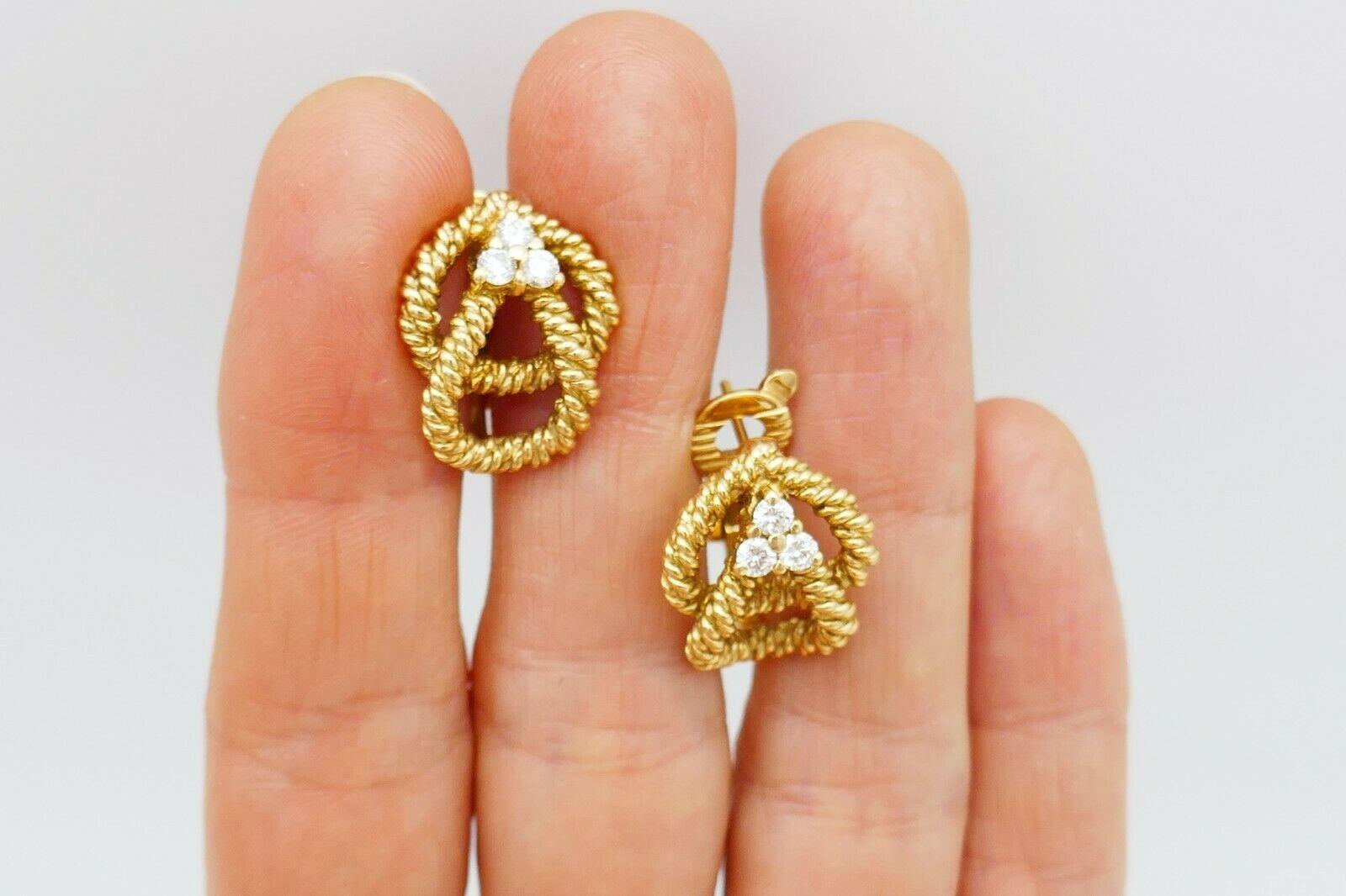 Boucheron Vintage Cable Twist Yellow Gold Diamond Earrings  In Excellent Condition In Beverly Hills, CA