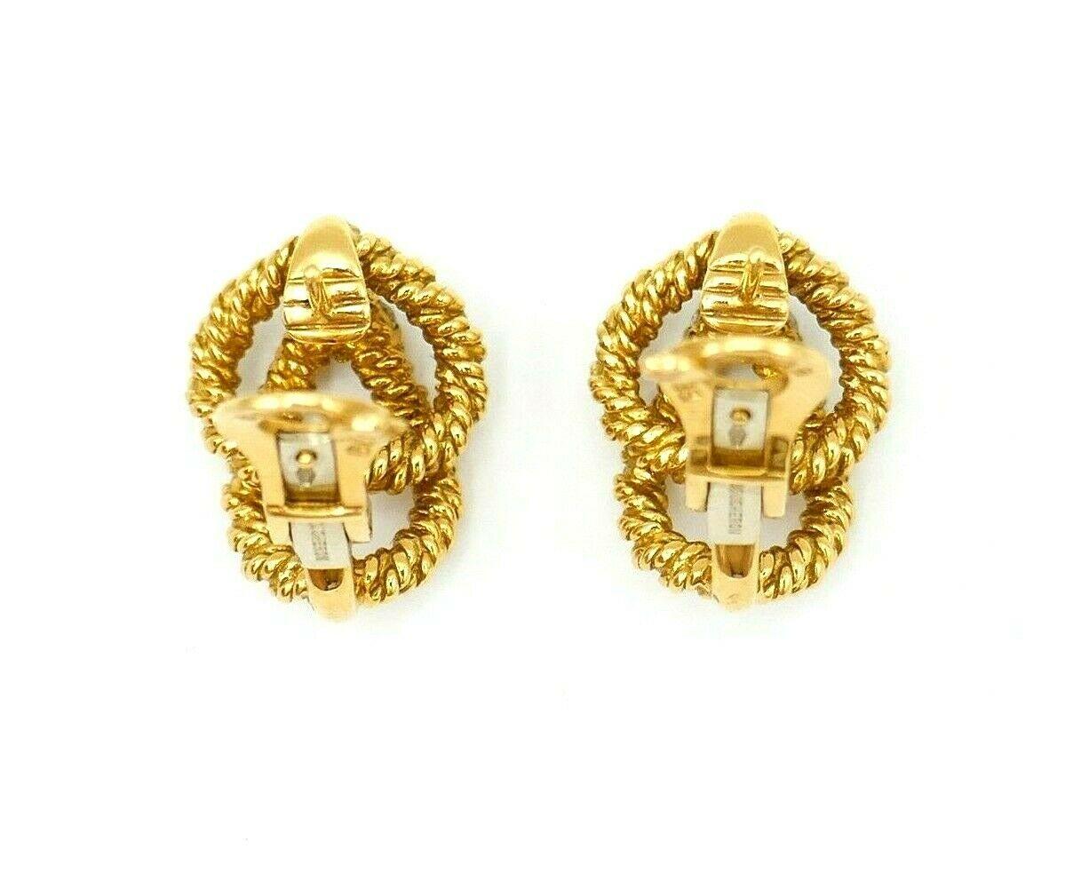 Boucheron Vintage Cable Twist Yellow Gold Diamond Earrings  1