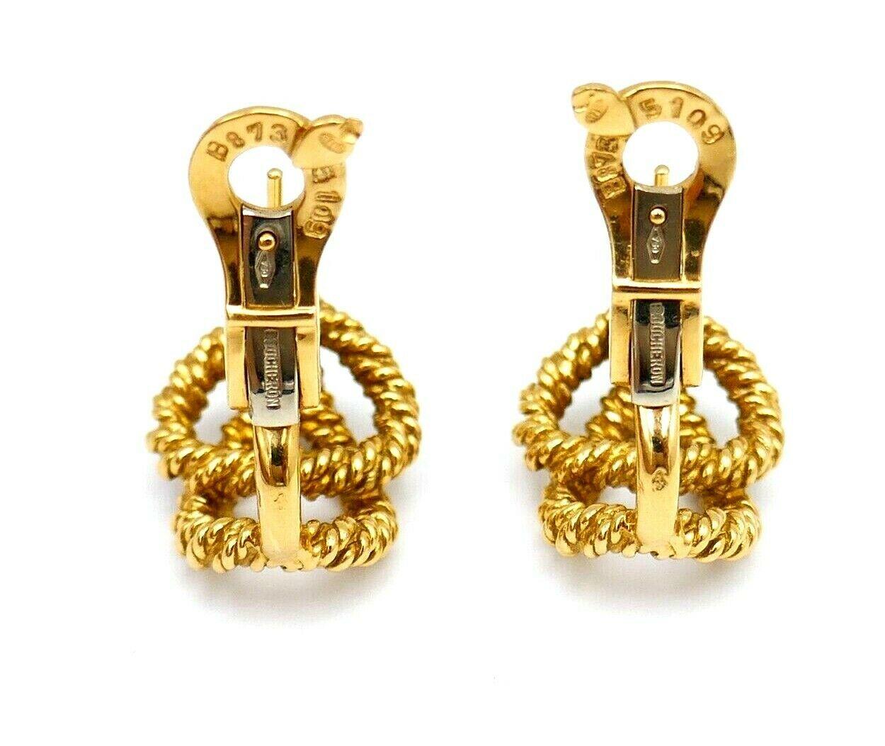 Boucheron Vintage Cable Twist Yellow Gold Diamond Earrings  2