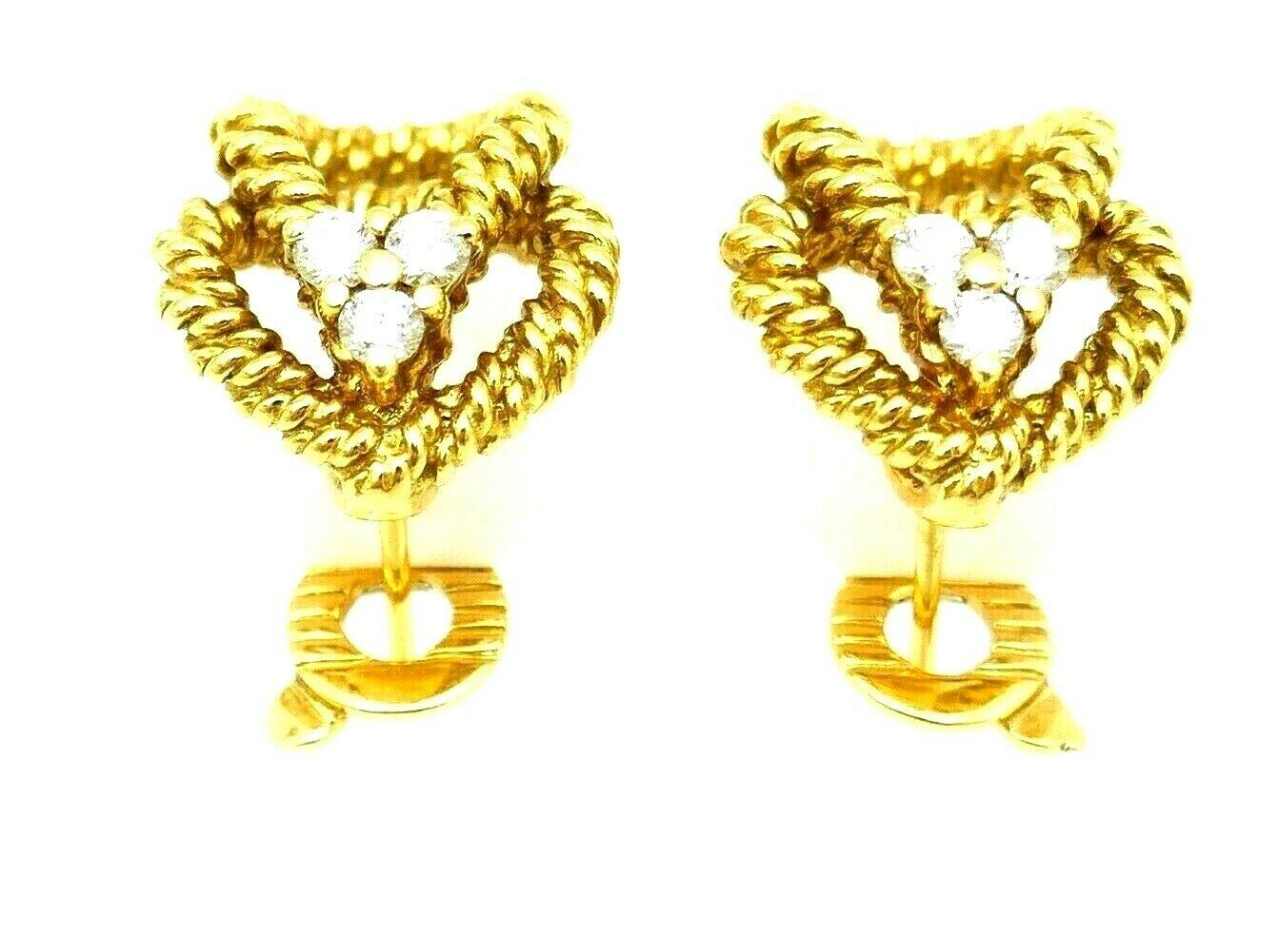Boucheron Vintage Cable Twist Yellow Gold Diamond Earrings  4