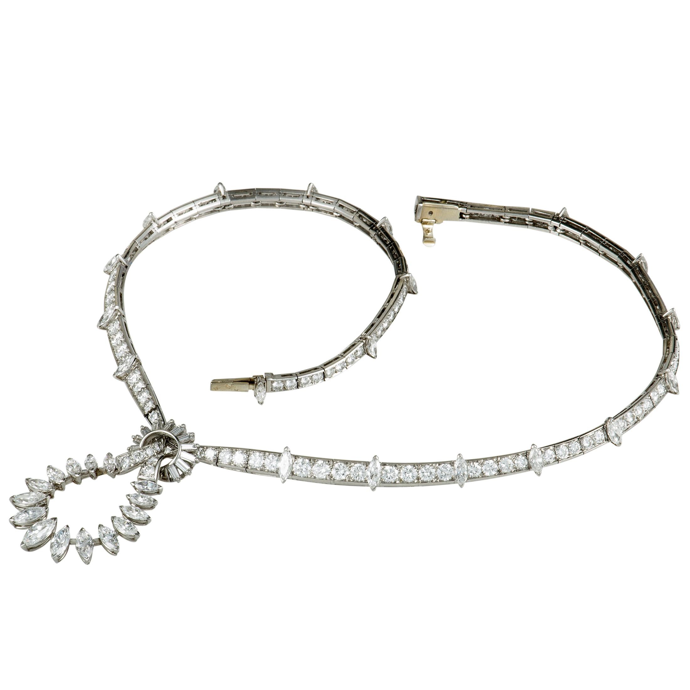 Boucheron Vintage Diamond Knot Platinum Pendant Necklace 1