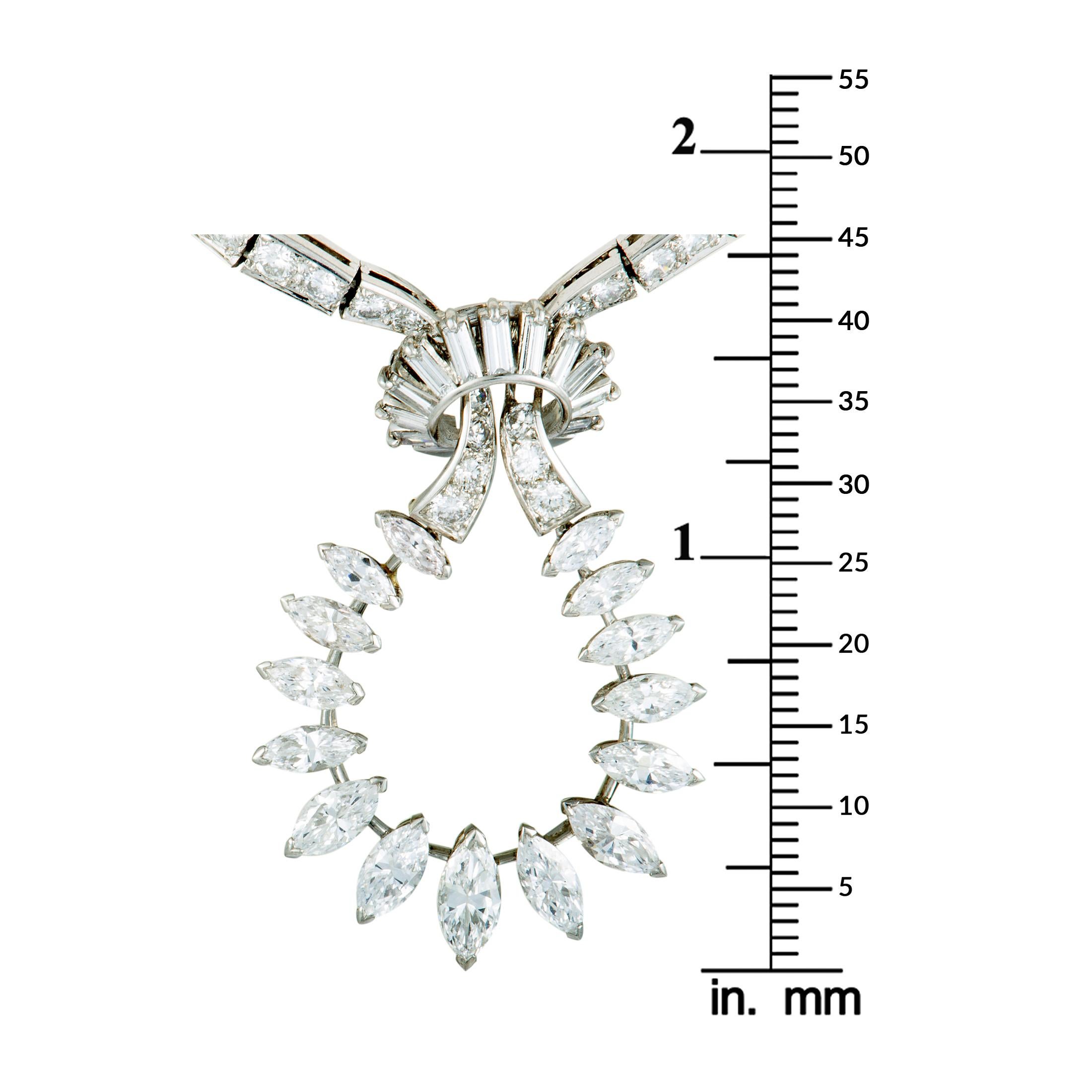 Boucheron Vintage Diamond Knot Platinum Pendant Necklace 2