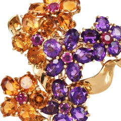 Broche Bouquet Boucheron Vintage Diamante Multi Piedra 18K Oro