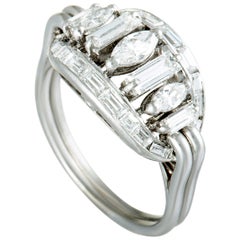 Boucheron Vintage Diamond Platinum Oval Ring