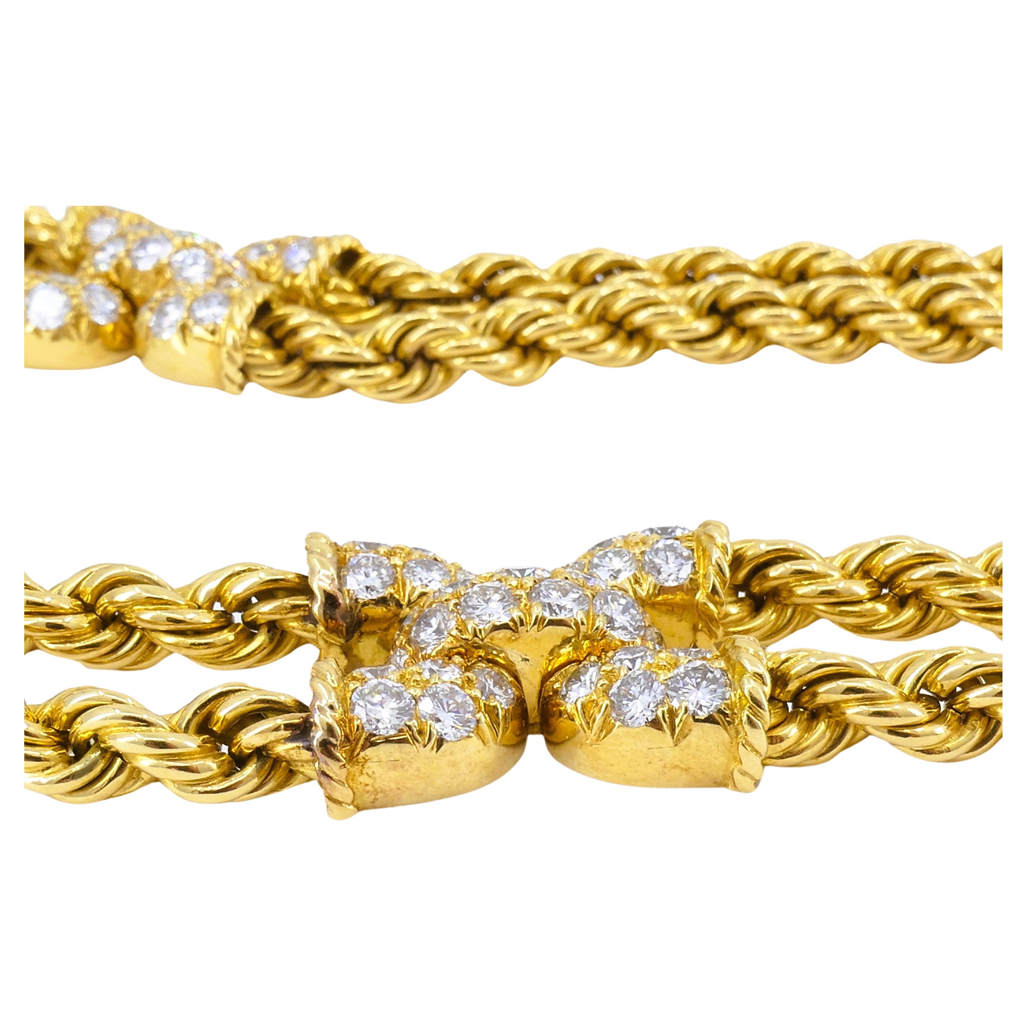 Boucheron Vintage Gold Diamond Necklace Bracelet Set French Estate Jewelry In Good Condition In Beverly Hills, CA