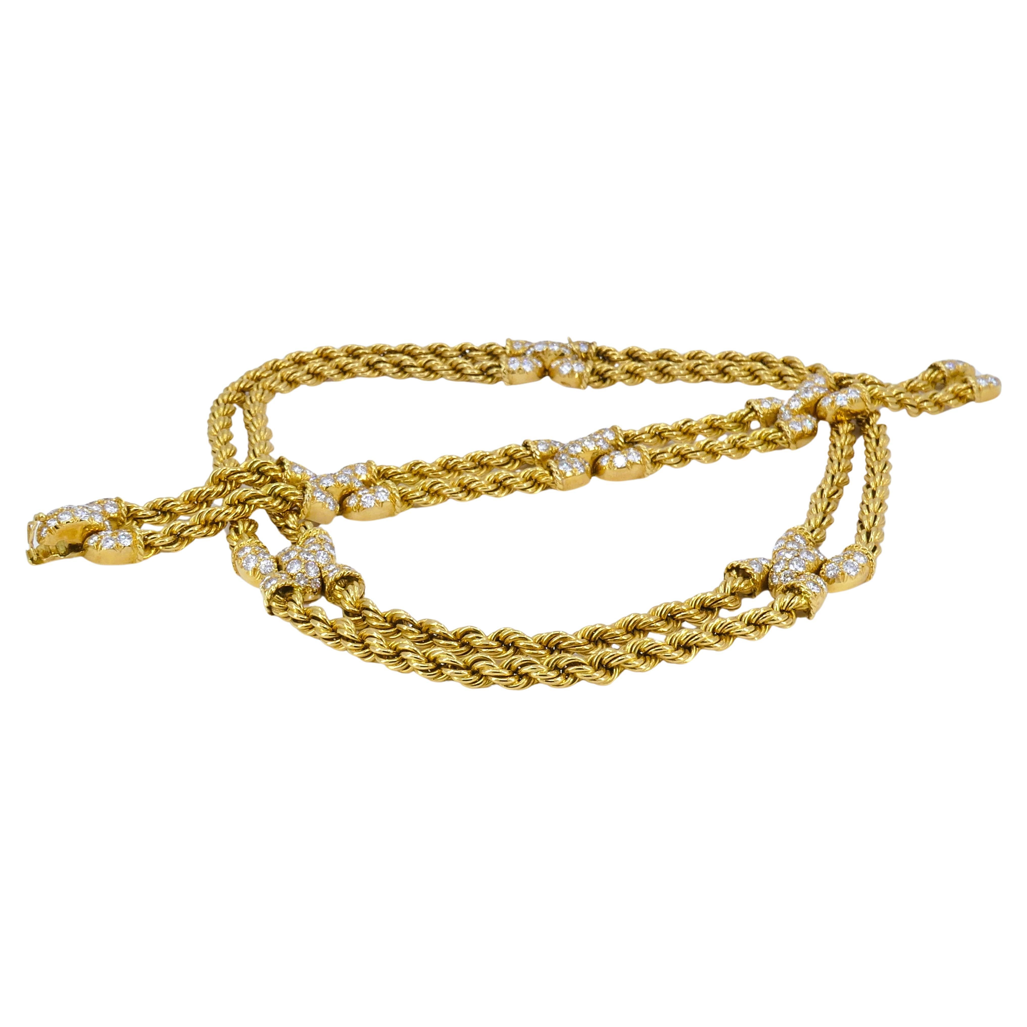 Boucheron Vintage Gold Diamond Necklace Bracelet Set French Estate Jewelry 1